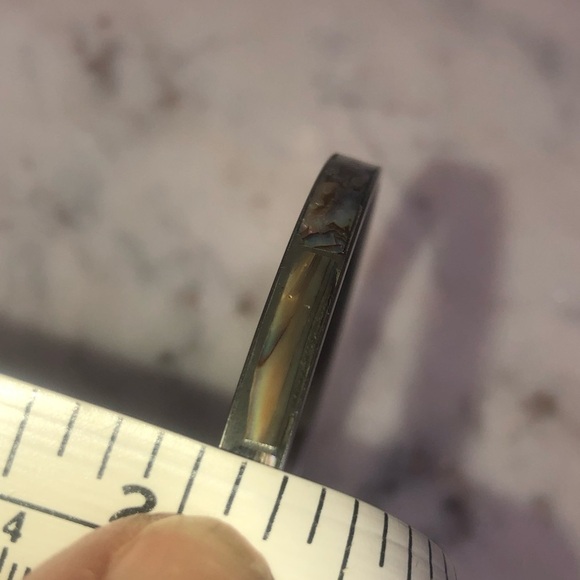 VTG Abalone Inlay & Silver Metal Bangle .2” Width 8” Inside - Picture 6 of 6